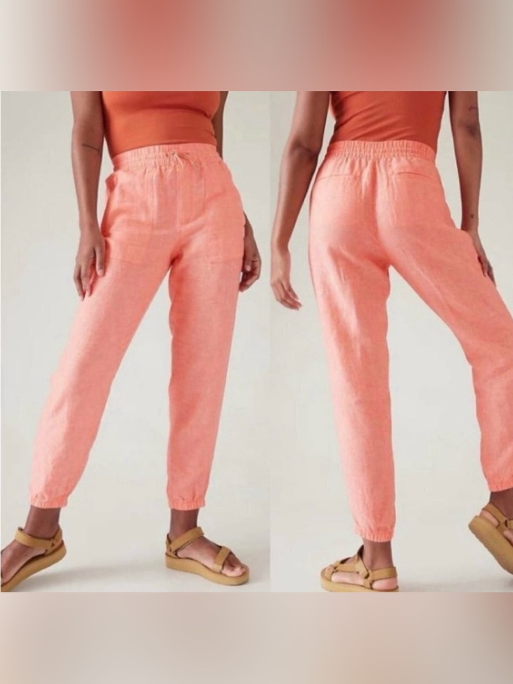 Athleta Cabo Linen Jogger, 0P Cactus Peach / Coral new without tags!